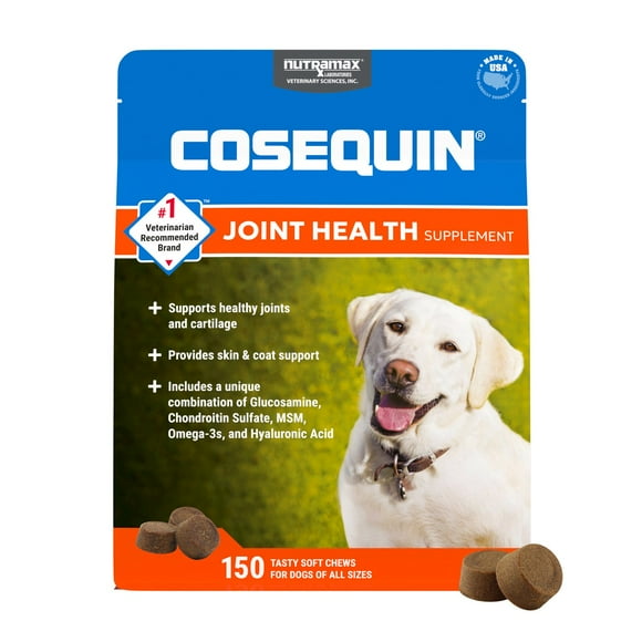 Nutramax Cosequin Joint Health Supplement for Dogs with Glucosamine, Chondroitin, MSM, Omega-3's and HA, 150 Soft Chews
