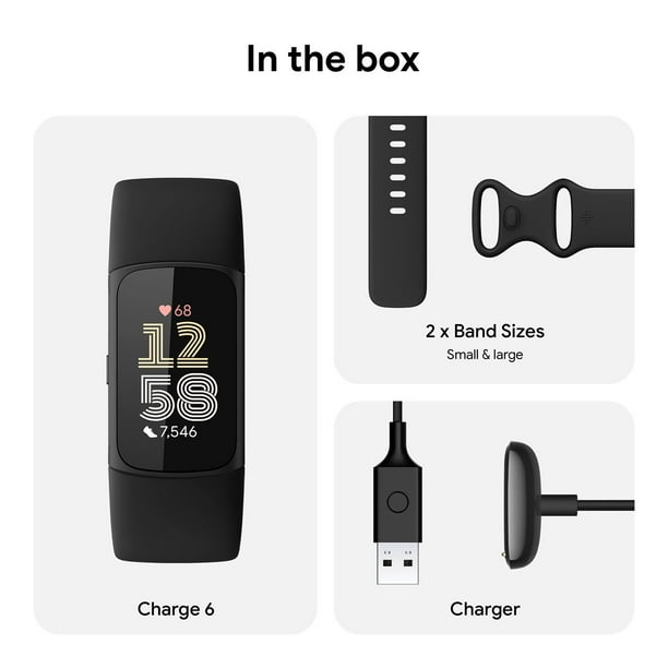 Fitbit Charge 6 Small Fitness Watch, Black Aluminum Case with