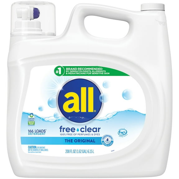 all Liquid Laundry Detergent, Free Clear for Sensitive Skin, 208oz, 166 loads