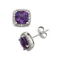 thumbnail image 1 of Cushion Cut Gemstone and 0.15 CT. T.W. Halo Diamond Stud Earrings in 14K Gold, 1 of 3