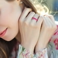 thumbnail image 6 of Ruby and 0.28 CT. T.W. Diamond 9-Stone Ring in 14K Gold, 6 of 6