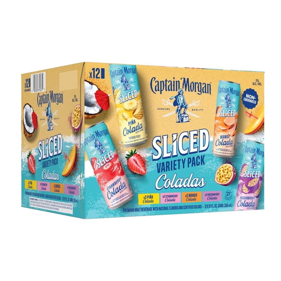 Captain Morgan Sliced Coladas Cocktails Variety Pack, 12 fl. oz. can, 12 pk.