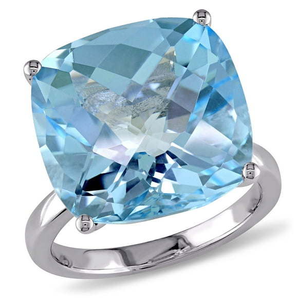 Cushion-Cut Blue Topaz Cocktail Ring in 14K Gold