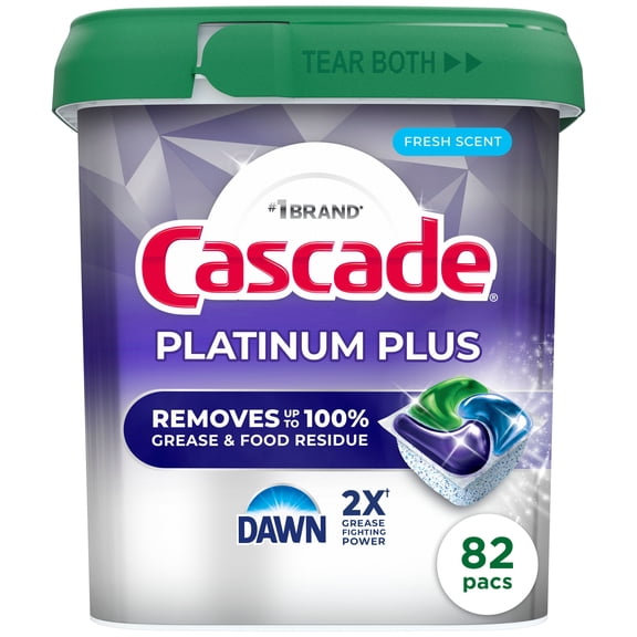 Cascade Platinum Plus ActionPacs Dishwasher Detergent Pacs, Fresh, 82 ct.