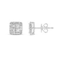 thumbnail image 3 of 1.00 C.T. TW Princess Cut Diamond Halo Stud Earrings in 14K Gold, 3 of 6