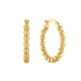 thumbnail image 3 of Diamond cut Bead Hoop Earrings in 14K Yellow Gold, 3 of 6