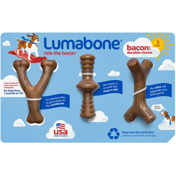 Lumabone Durable Chew Toys, Bacon Flavored, 3 pk. - Samsclub.com