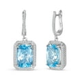 thumbnail image 1 of Cushion Cut Gemstone Halo Dangle Earrings in Sterling Silver, 1 of 5