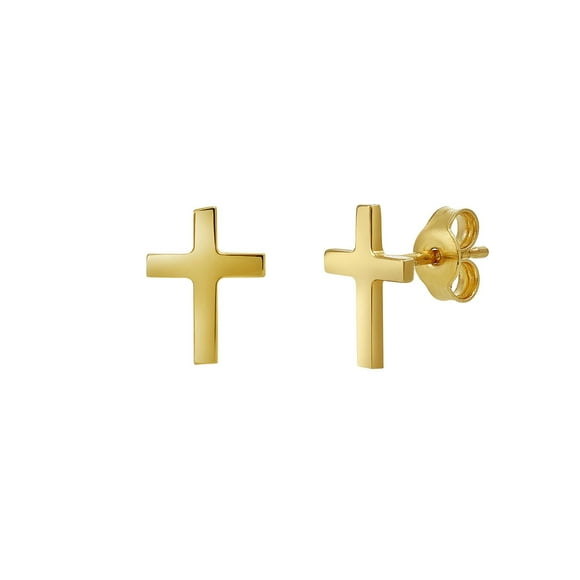 Cross Stud Earrings in 14K Yellow Gold