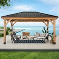 thumbnail image 1 of Backyard Discovery Barrington Cedar Gazebo with Powerport, Choose Size, 1 of 10