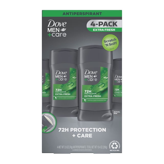 Dove Men+Care Antiperspirant Deodorant Stick, Extra Fresh, 2.7 oz., 4 pk.