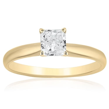 Princess Cut Solitaire Diamond Ring in 18K Gold