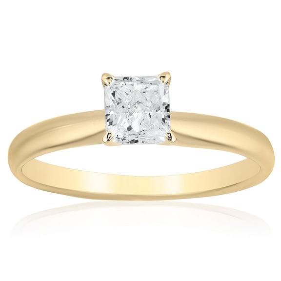Princess Cut Solitaire Diamond Ring in 18K Gold