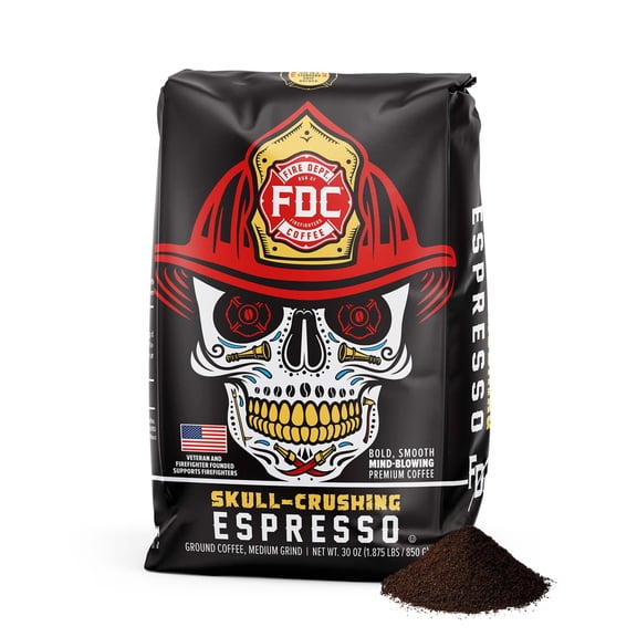 Fire Department Ground Coffee, Skull Crushing Espresso, 30 oz.