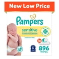 thumbnail image 1 of Pampers Sensitive Baby Wipes, Fragrance Free, 16 pks., 896 wipes, 1 of 13