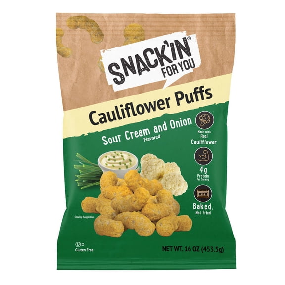 Snack'In For You Cauliflower Veggie Puffs, Sour Cream and Onion, 16 oz.