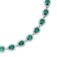thumbnail image 2 of Pear Cut Lab Created Gemstone Halo Tennis Necklace in Sterling Silver, 2 of 3
