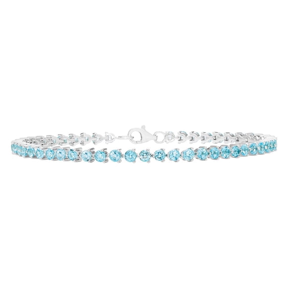 Lab Created Round Cut Gemstone Tennis Bracelet in Sterling Silver