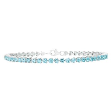 Lab Created Round Cut Gemstone Tennis Bracelet in Sterling Silver