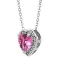 thumbnail image 2 of Lab Created Gemstone & Diamond Accent Heart Pendant Necklace in 14K Gold, 2 of 4