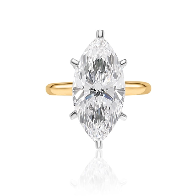 Lab Created Marquise Cut Solitaire Diamond Ring