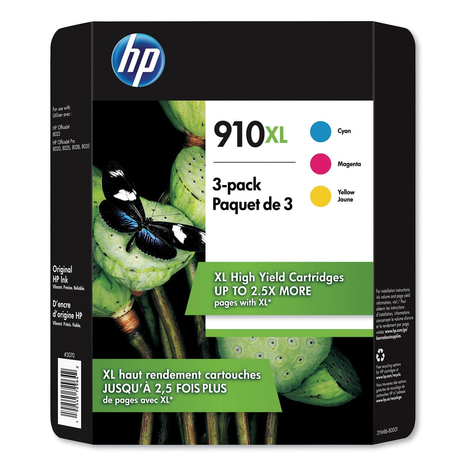 HP 63XL, L0R44BN High-Yield Original Ink Cartridges, Black/Tri