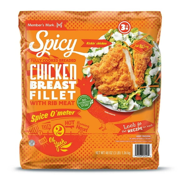 Member's Mark Spicy Breaded Chicken Breast Fillets, Frozen, 3 lbs.