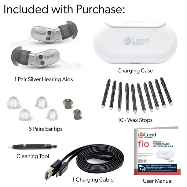 Lucid Hearing OTC Fio Rechargeable In-the-Ear Hearing Aids