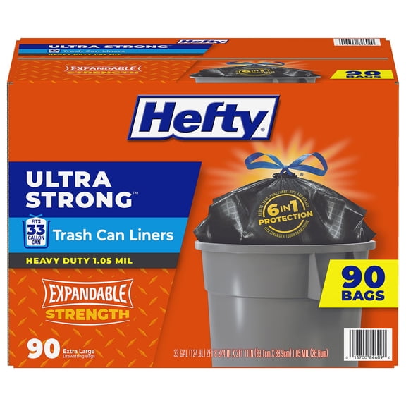 Hefty Ultra Strong Drawstring Trash Bags, Unscented 33 gal., 90 ct.