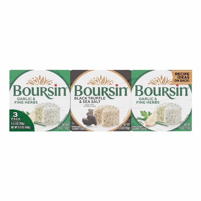 Boursin Garlic & Herb And Black Truffle & Sea Salt Cheese, 5.3 oz., 3 pk.