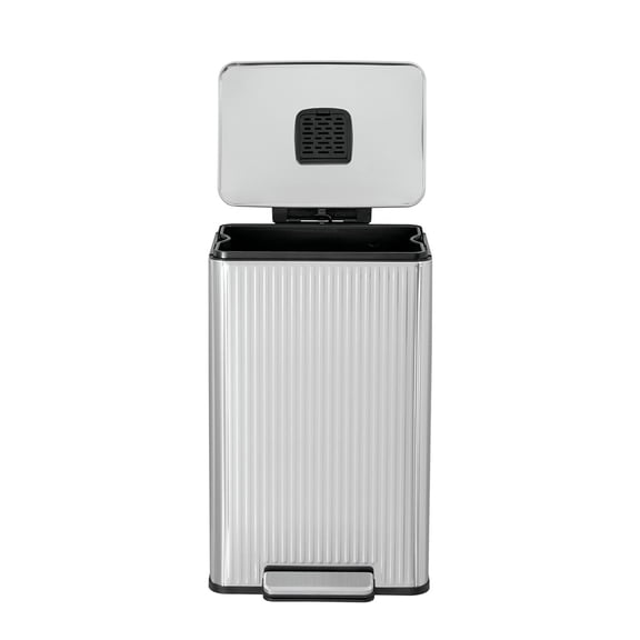 Simpli-Magic Fluted Edge 13 Gallon (50L) Rectangular Step Trash Can, Hands-Free Soft-Close Lid, Premium Fingerprint-Resistant Finish for Kitchen and Recycling, Choose Color