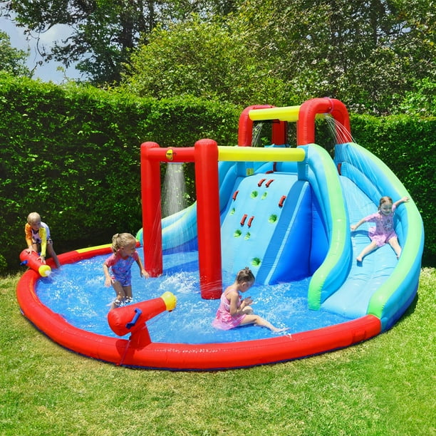 Happy Hop Inflatable Waterfall Aqua Park with Pool and Slides and
