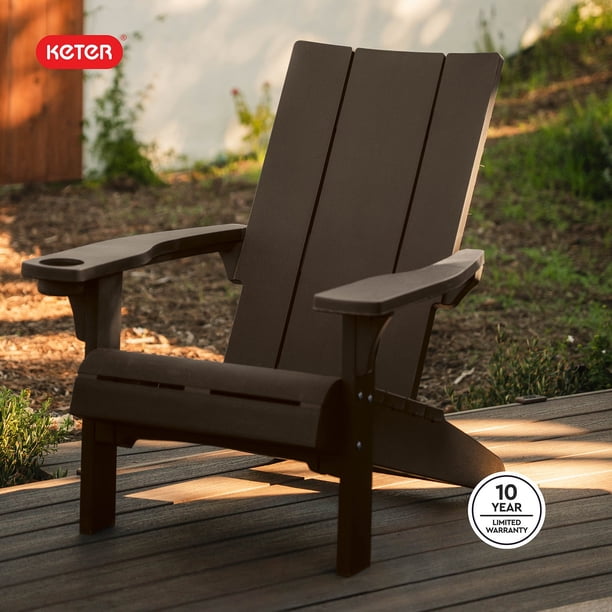 Keter Seabrook Modern Adirondack Chair with Integrated Cupholder