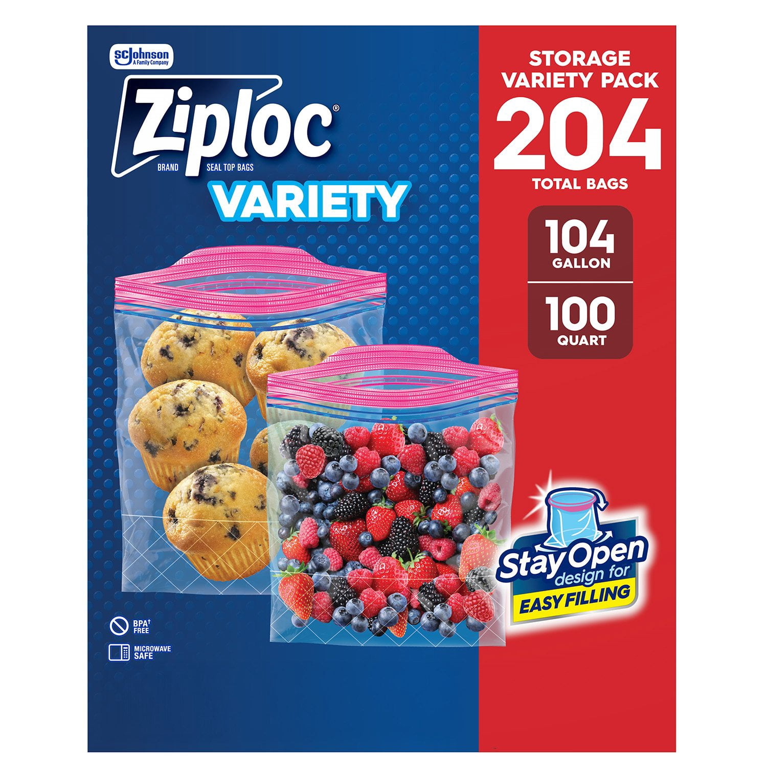 Ziploc Easy Open Bags Variety Pack with New Stay Open Design, 347
