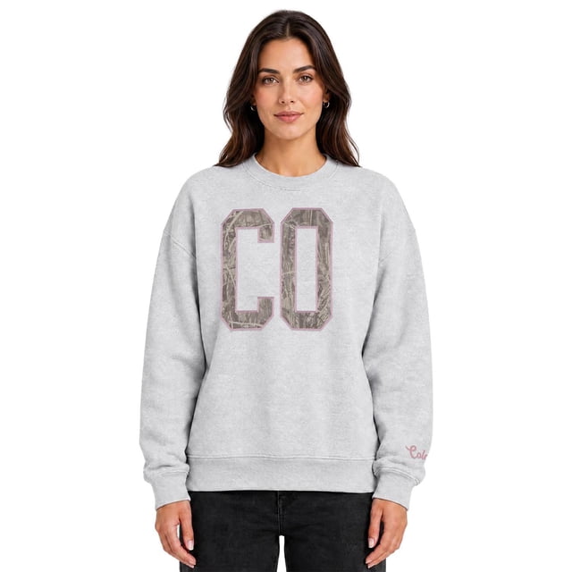 State of Mine Women's Camo Letters State Sweatshirt