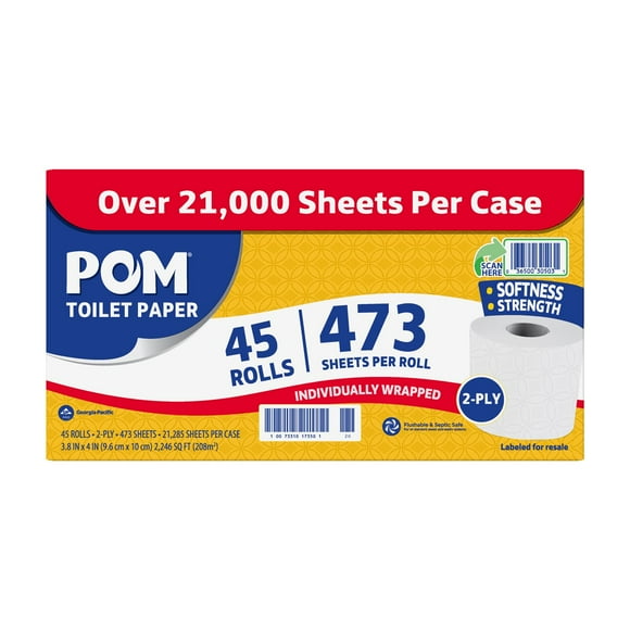 POM 2-Ply Toilet Paper 45 rolls, 473 sheets/roll