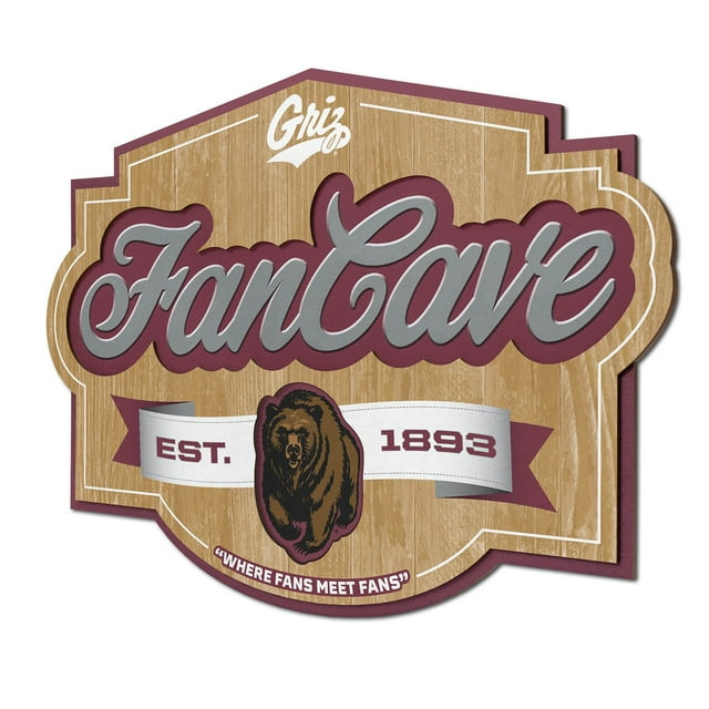 YouTheFan Montana Grizzlies 17"x12.5" 3D Multi-Layered Fan Cave Sign