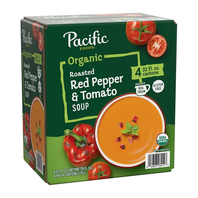 Pacific Organic Roasted Red Pepper and Tomato Soup, 32 fl. oz., 4 pk.