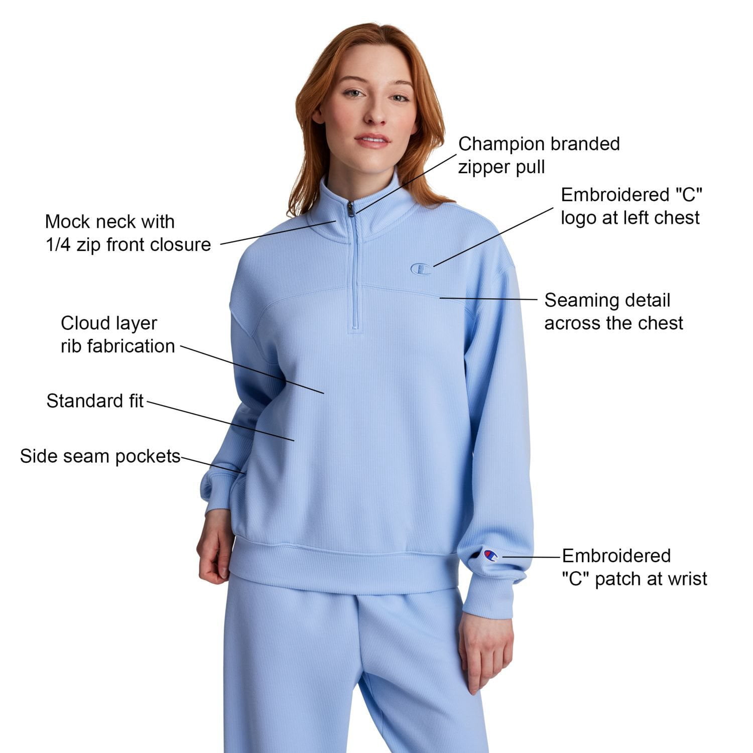 Champion Women's Air Layer Ribbed Quarter-Zip Pullover - Samsclub.com