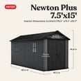thumbnail image 5 of Keter 7.5' x 15' Newton Plus Resin Outdoor Shed, Graphite, 5 of 20