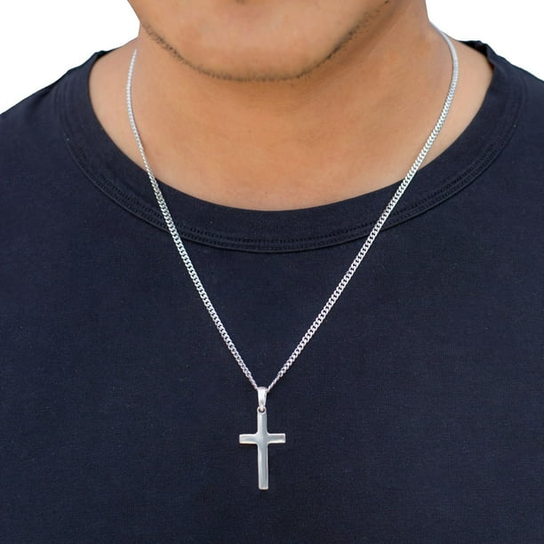Reversible Cross Pendant Chain Necklace in Sterling Silver