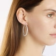 thumbnail image 4 of Diamond Cut Hoop Earrings in Sterling Silver, 4 of 6