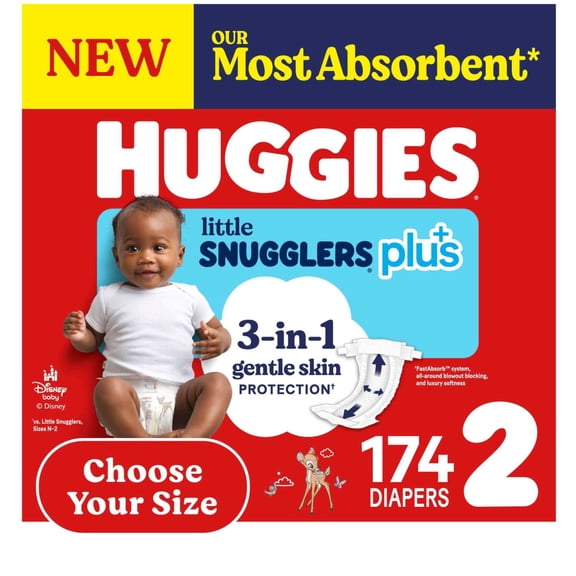 Huggies Little Snugglers Plus Baby Diapers, Size 1-2