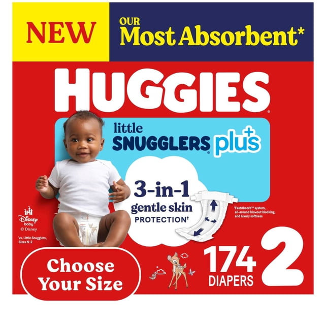 Huggies Little Snugglers Plus Baby Diapers, Size 1-2