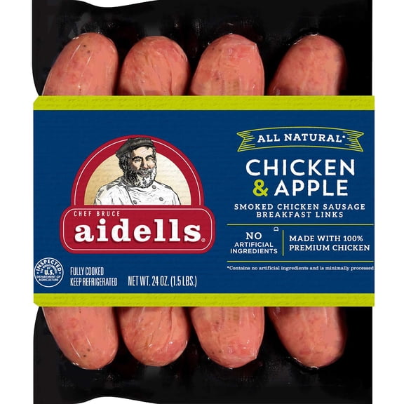 Aidells Chicken and Apple Smoked Chicken Sausage Breakfast Links, 24 oz.