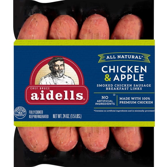 Aidells Chicken and Apple Smoked Chicken Sausage Breakfast Links, 24 oz.