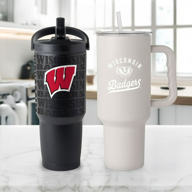 Logo Brands Wisconsin Badgers Stainless Steel Tumbler Set