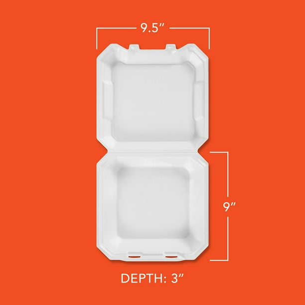Hefty Supreme Foam Hinged Lid Container, 1-Compartment, 125 ct