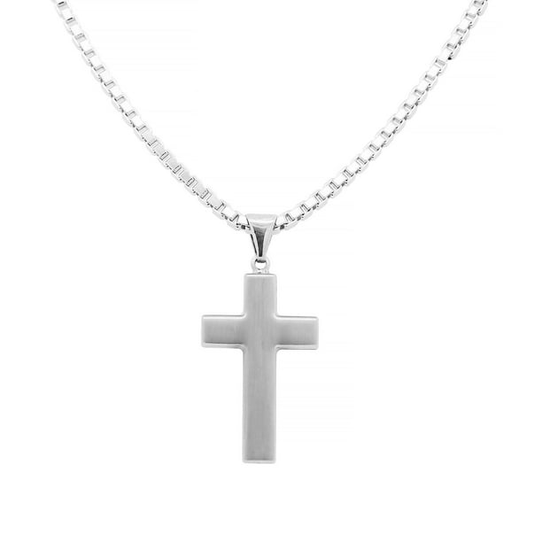 Reversible Cross Pendant Chain Necklace in Sterling Silver