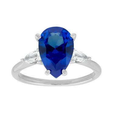 Pear Cut Lab Created Gemstone 3-Stone Ring in 14K Gold